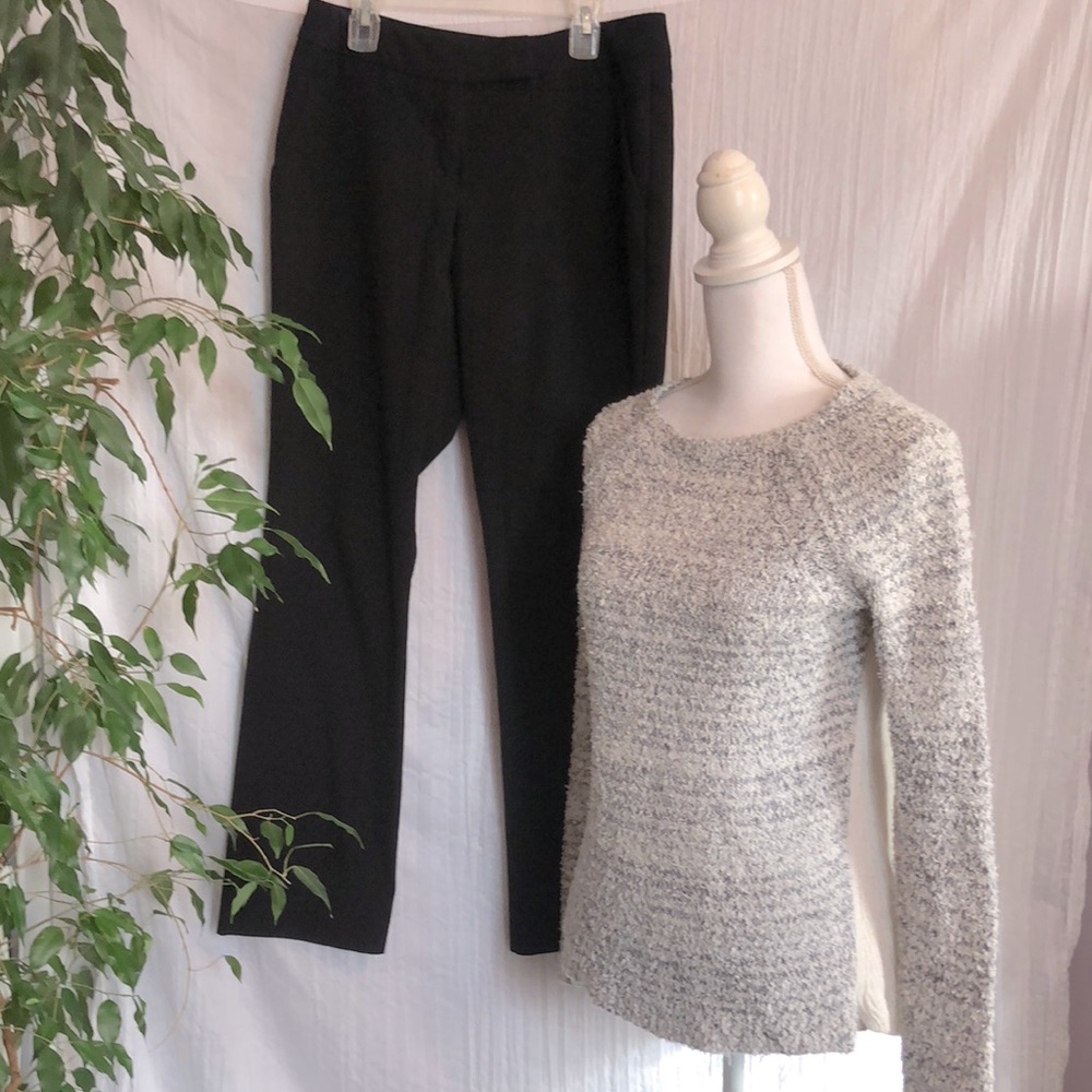 LOFT sz sm thick black cream gray sweaters & WORTHINGTON black dress pants sz 6P